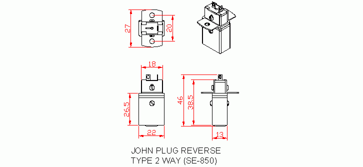 Dimensional drawing for SM857 John's Plug & Socket Standard 24 way