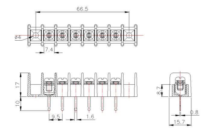 SM185 PCB Connector 10A 6Way (Pitch 9.5mm)
