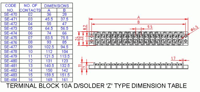SM478 Terminal Block Double Solder Z Type 10A 10 Way