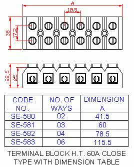 SM583 Terminal Block Compact HT 60A 6 Way